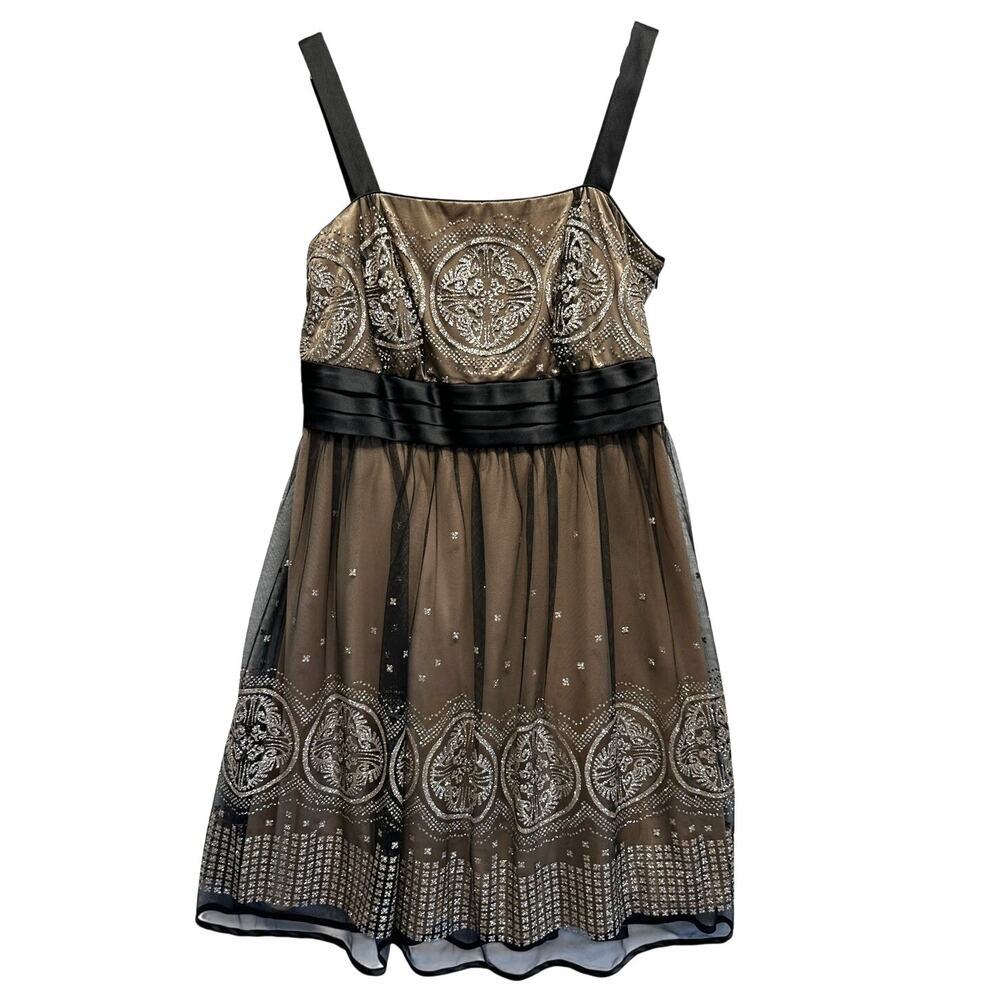 Black Gold Witchy Fairygoth Dress Size 16 GORGEOUS Lined‎ Embellished Y2K